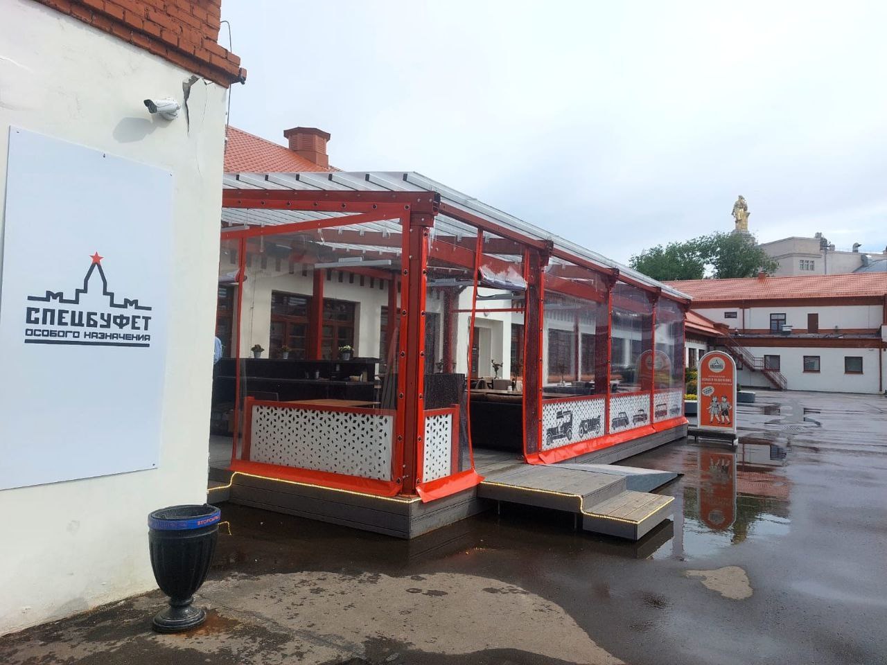 ПВХ шторы для летней террасы кафе в посёлке Арсеньево